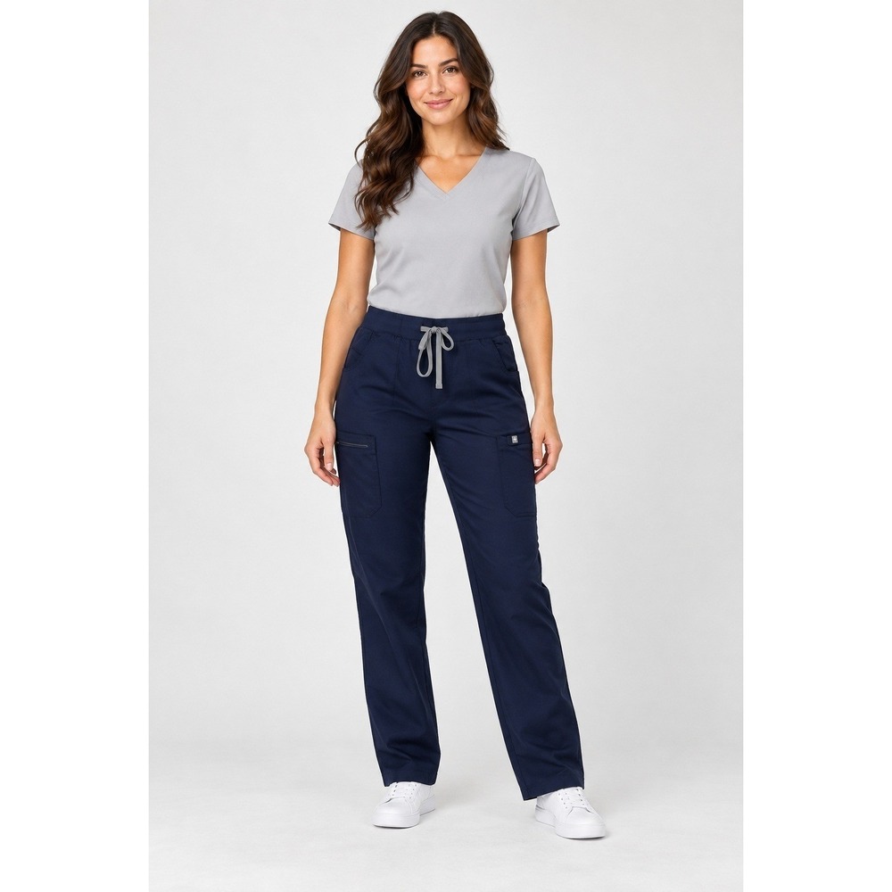Figs Technical Collection Yola Scrub Pants Womens S Navy Cargo Pockets Straight